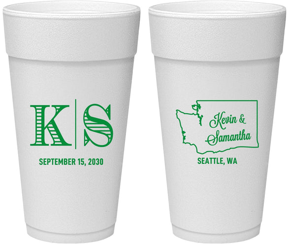Personalized Wedding 24 oz Foam Cups - Washington | 146