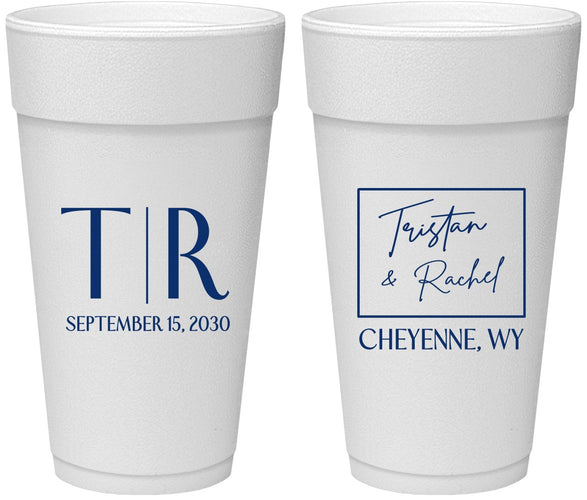 Personalized Wedding 24 oz Foam Cups - Wyoming | 149