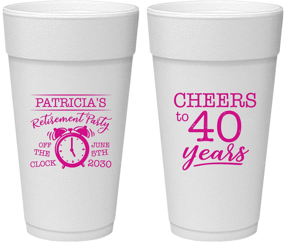 Personalized Retirement 24 oz Foam Cups - Off The Clock | 150000