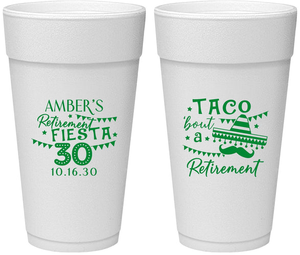 Personalized Retirement 24 oz Foam Cups - Taco Bout A Retirement | 150003