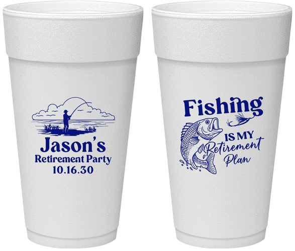 Personalized Retirement 24 oz Foam Cups - Fishing | 150009