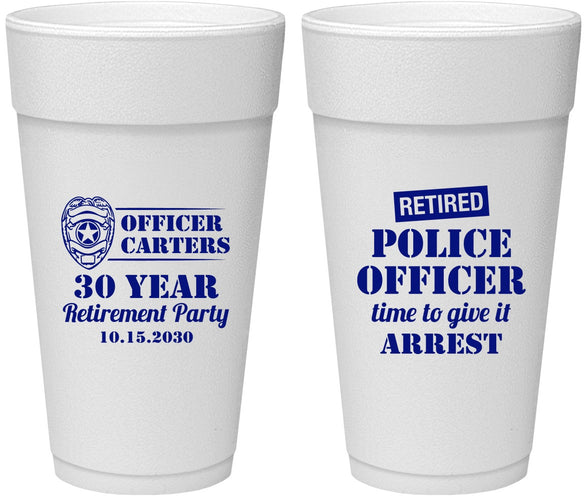 Personalized Retirement 24 oz Foam Cups - Police Officer | 150010