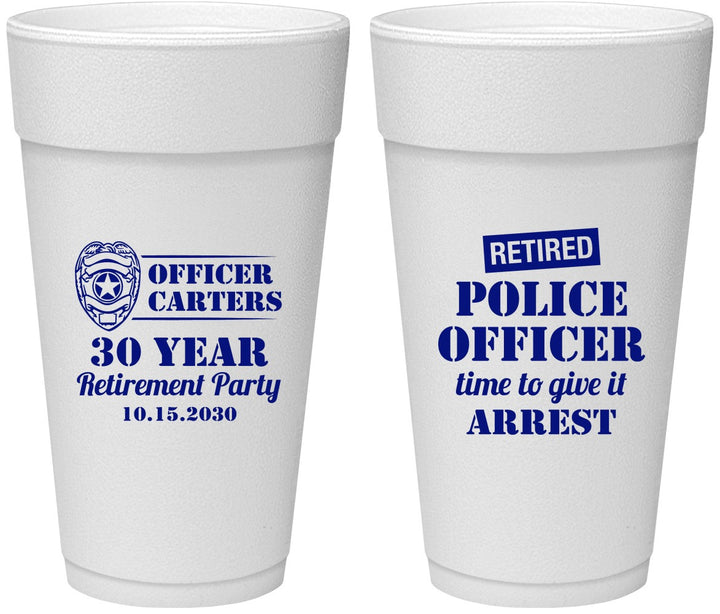 Personalized Retirement 24 oz Foam Cups - Police Officer | 150010