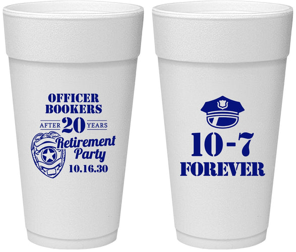 Personalized Retirement 24 oz Foam Cups - Police Officer | 150012