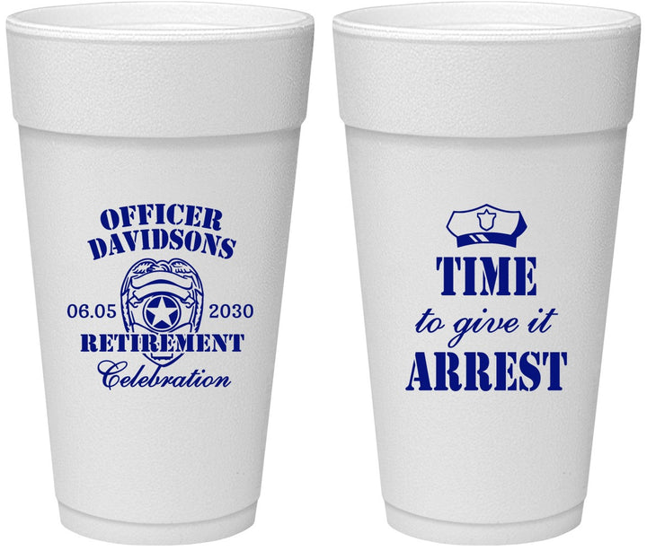 Personalized Retirement 24 oz Foam Cups - Police Officer | 150014