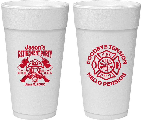 Personalized Retirement 24 oz Foam Cups - Firefighter | 150015
