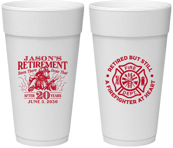 Personalized Retirement 24 oz Foam Cups - Firefighter | 150016
