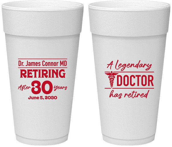 Personalized Retirement 24 oz Foam Cups - Doctor | 150018