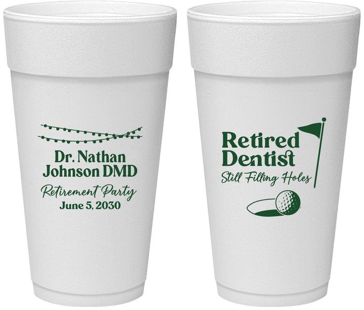 Personalized Retirement 24 oz Foam Cups - Dentist | 150019