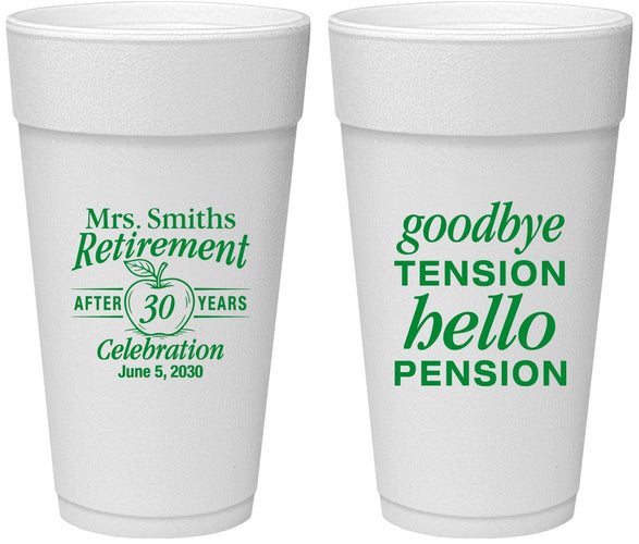 Personalized Retirement 24 oz Foam Cups - Teacher | 150020