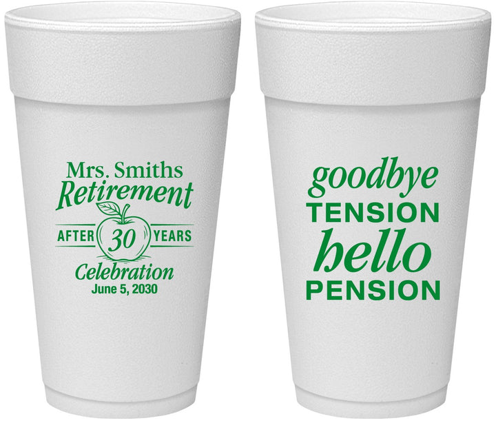 Personalized Retirement 24 oz Foam Cups - Teacher | 150020
