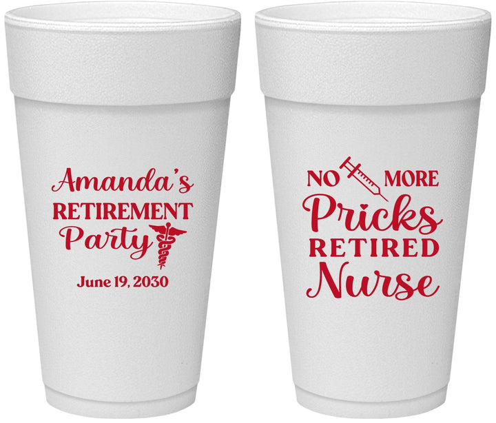 Personalized Retirement 24 oz Foam Cups - Nurse | 150027