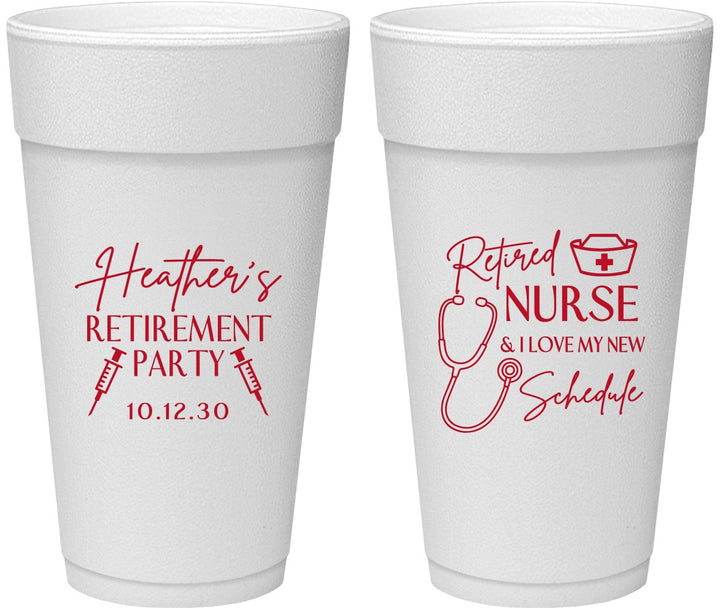 Personalized Retirement 24 oz Foam Cups - Nurse | 150028