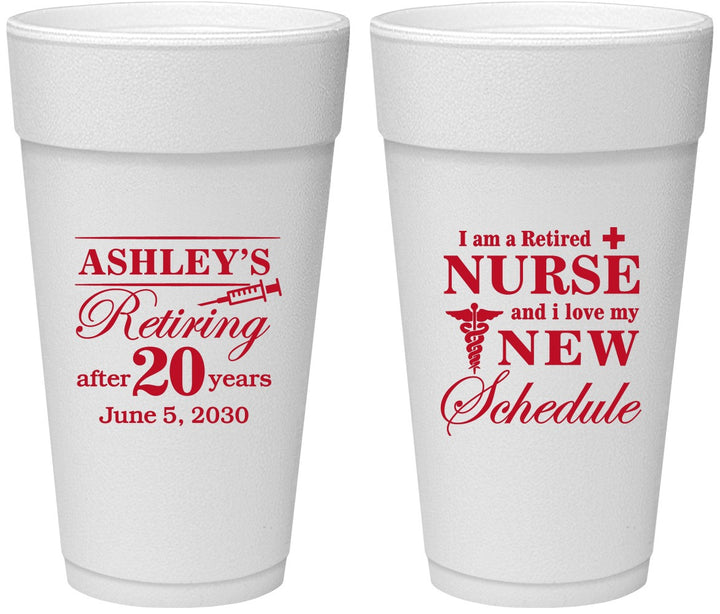 Personalized Retirement 24 oz Foam Cups - Nurse | 150029