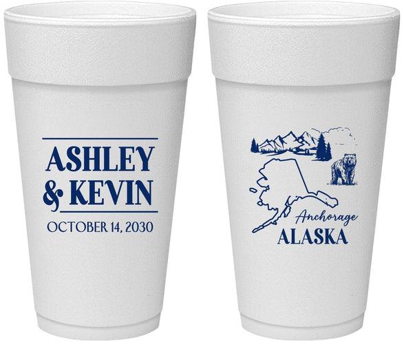 Personalized Wedding 24 oz Foam Cups - Alaska | 151