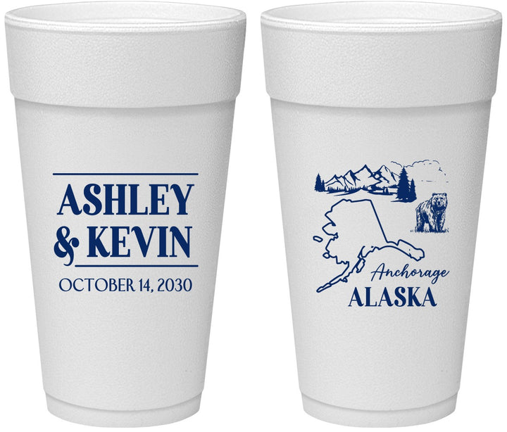 Personalized Wedding 24 oz Foam Cups - Alaska | 151