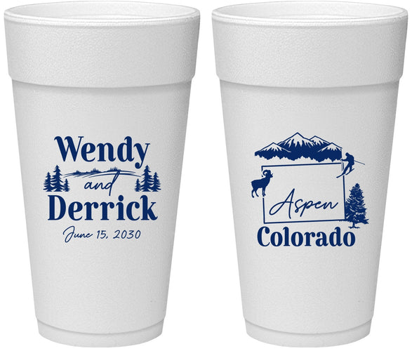 Personalized Wedding 24 oz Foam Cups - Colorado | 155