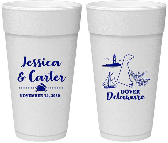 Personalized Wedding 24 oz Foam Cups - Delaware | 157
