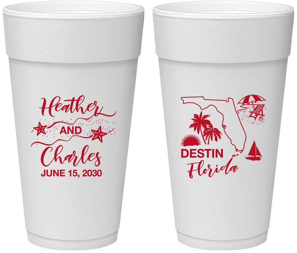 Personalized Wedding 24 oz Foam Cups - Florida | 158