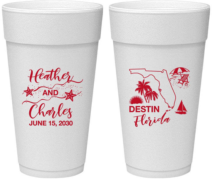 Personalized Wedding 24 oz Foam Cups - Florida | 158