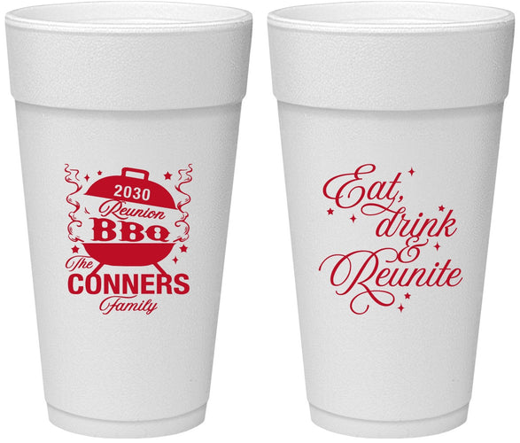 Personalized Family Reunion 24 oz Foam Cups - Bbq Eat Drink Reunite | 160000