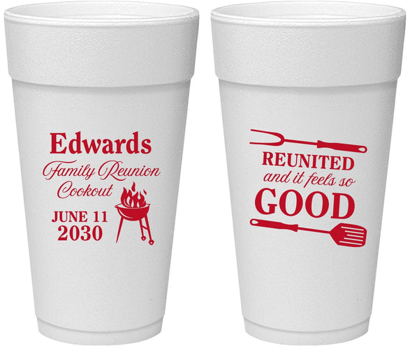 Personalized Family Reunion 24 oz Foam Cups - Bbq Reunited | 160001