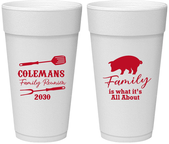 Personalized Family Reunion 24 oz Foam Cups - Bbq Barbeque | 160002