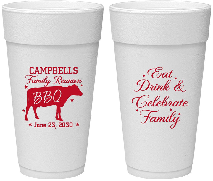 Personalized Family Reunion 24 oz Foam Cups - Bbq Eat Drink | 160004