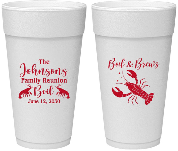 Personalized Family Reunion 24 oz Foam Cups - Crawfish Boil | 160005