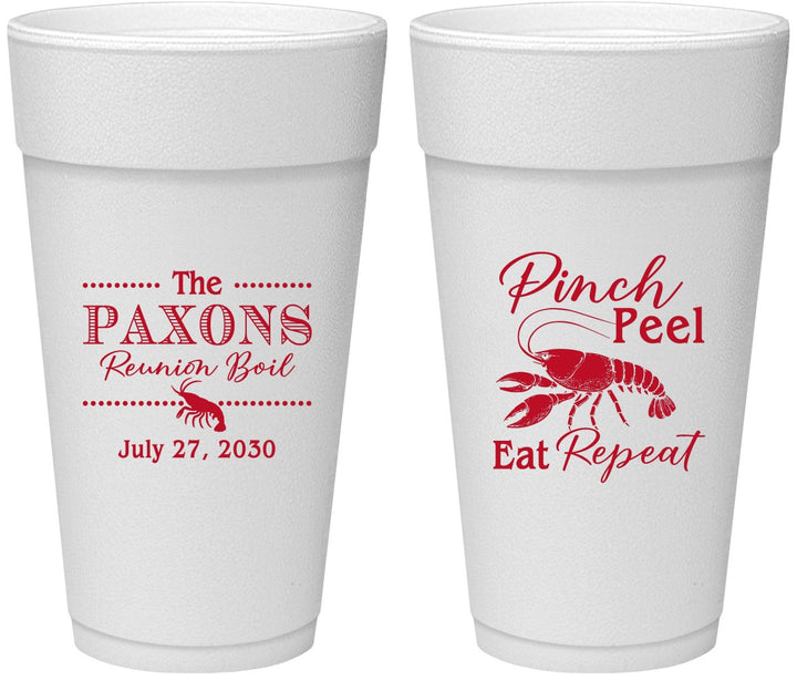 Personalized Family Reunion 24 oz Foam Cups - Crawfish Boil | 160006