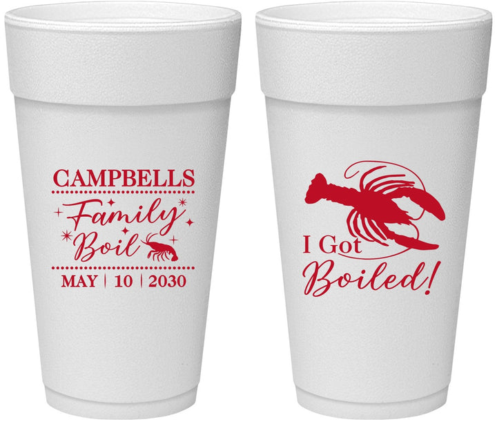 Personalized Family Reunion 24 oz Foam Cups - Crawfish Boil | 160008