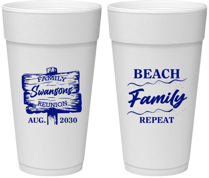 Personalized Family Reunion 24 oz Foam Cups - Beach Family Repeat | 160013