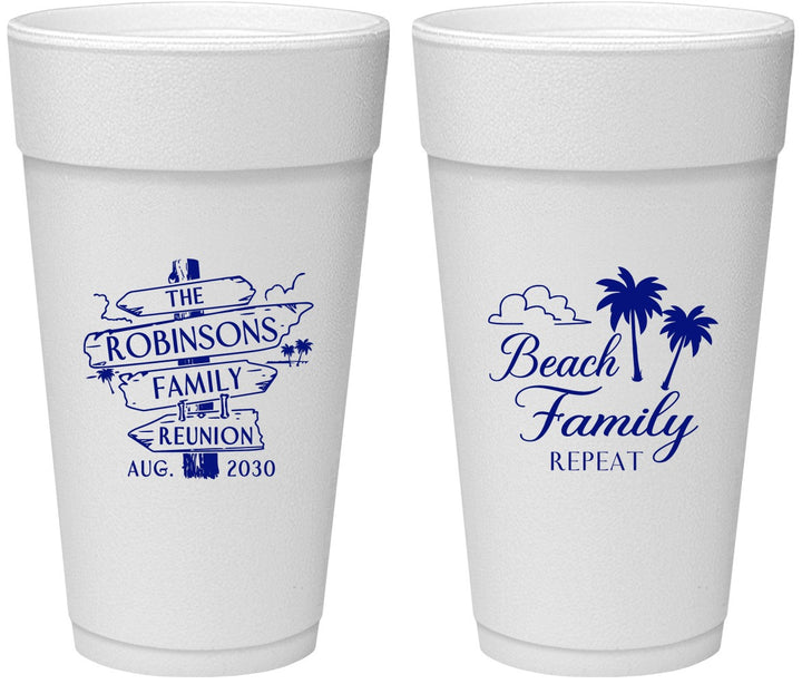 Personalized Family Reunion 24 oz Foam Cups - Beach Family Repeat | 160014
