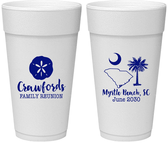 Personalized Family Reunion 24 oz Foam Cups - South Carolina | 160018