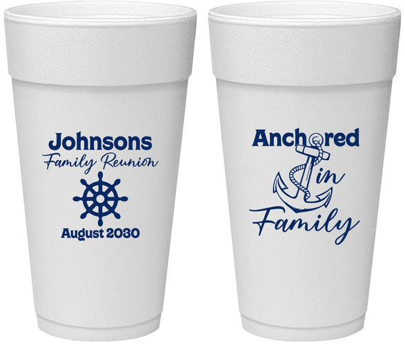 Personalized Family Reunion 24 oz Foam Cups - Cruise Nautical | 160020