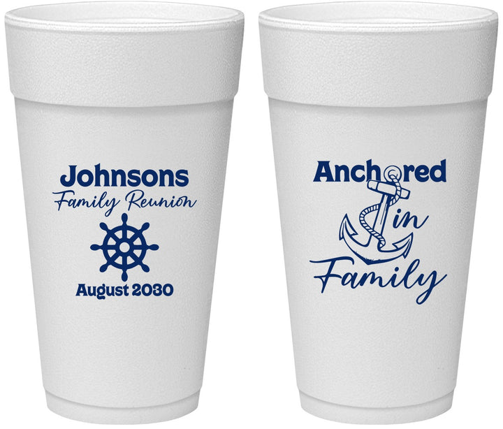 Personalized Family Reunion 24 oz Foam Cups - Cruise Nautical | 160020