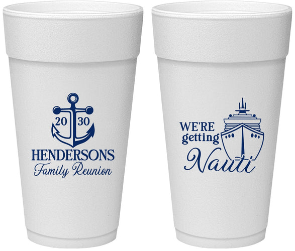 Personalized Family Reunion 24 oz Foam Cups - Cruise Nautical | 160021