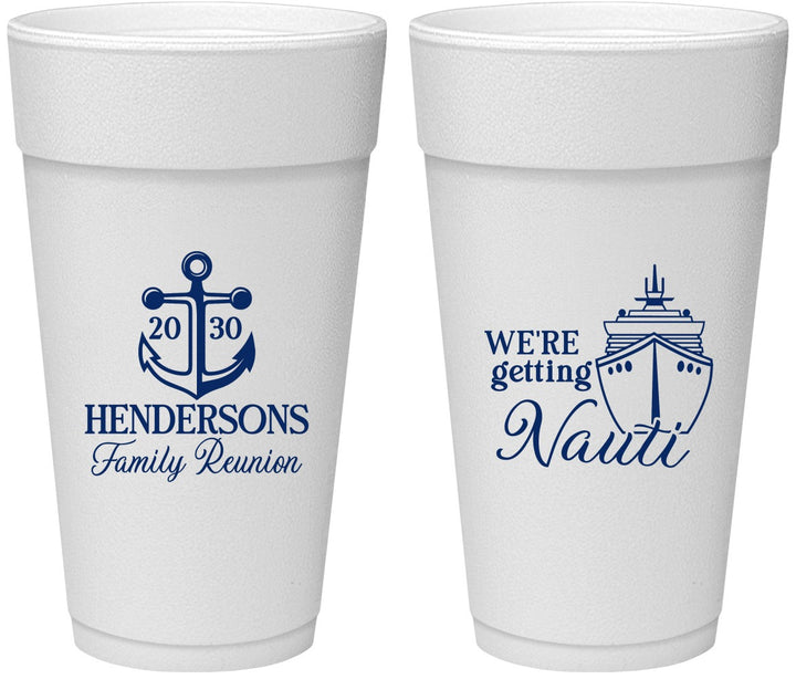 Personalized Family Reunion 24 oz Foam Cups - Cruise Nautical | 160021