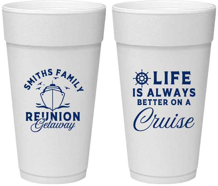 Personalized Family Reunion 24 oz Foam Cups - Cruise Nautical | 160022