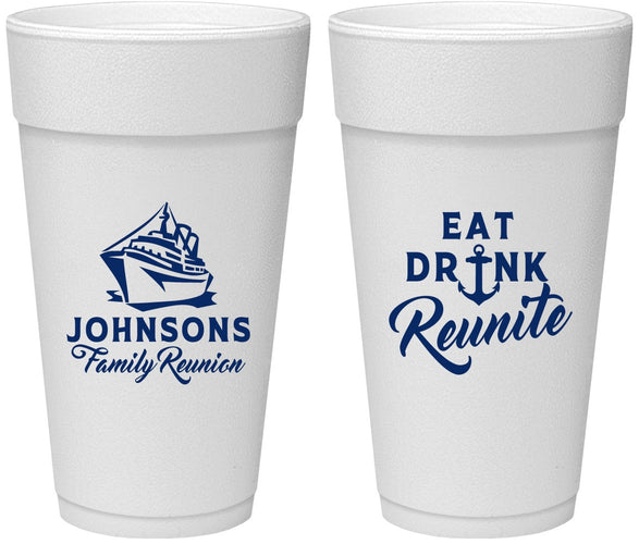 Personalized Family Reunion 24 oz Foam Cups - Cruise Nautical | 160023