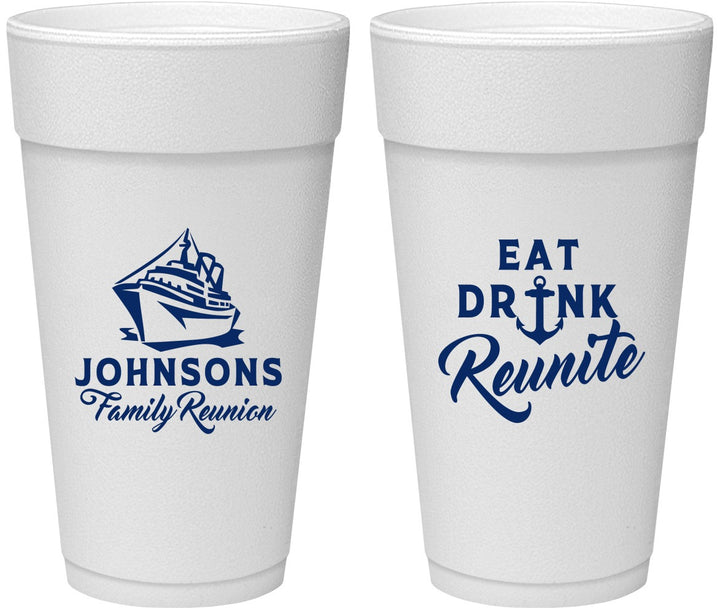 Personalized Family Reunion 24 oz Foam Cups - Cruise Nautical | 160023