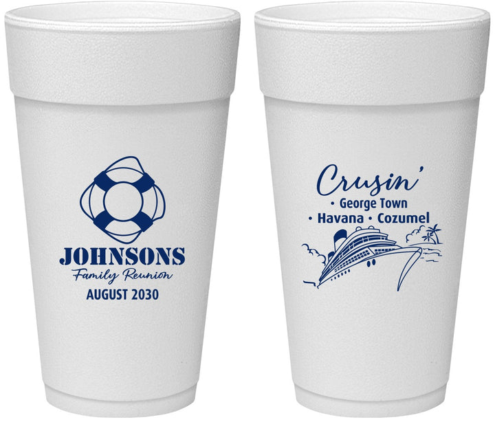 Personalized Family Reunion 24 oz Foam Cups - Cruise Crusin | 160025