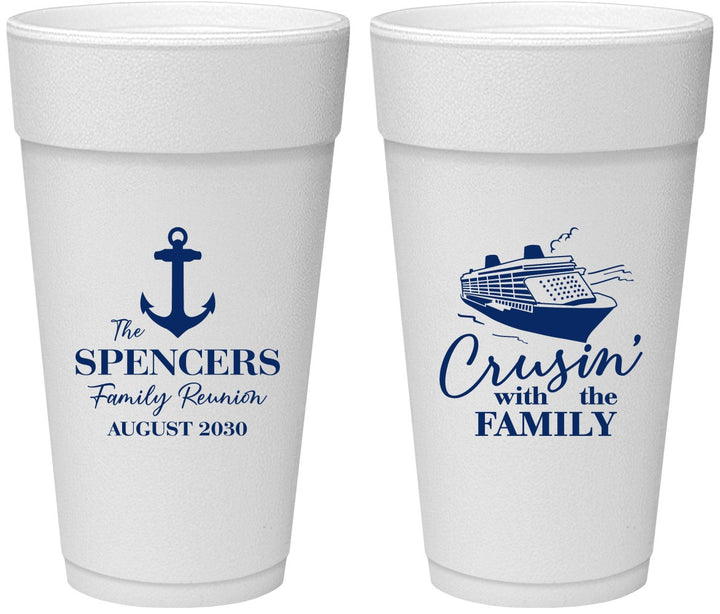 Personalized Family Reunion 24 oz Foam Cups - Cruise Crusin | 160026