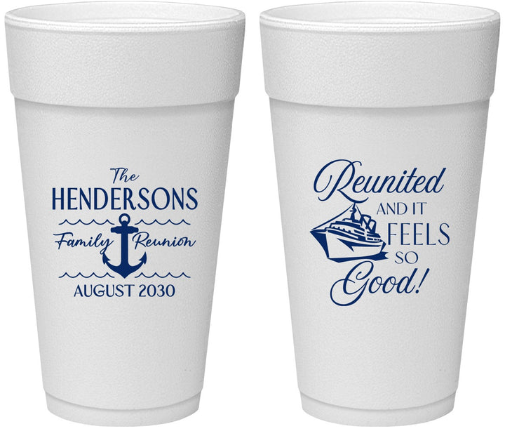 Personalized Family Reunion 24 oz Foam Cups - Cruise Anchor | 160027