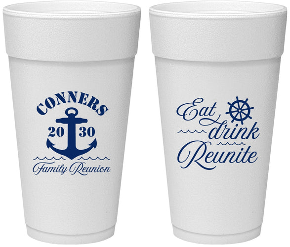 Personalized Family Reunion 24 oz Foam Cups - Cruise Anchor | 160028