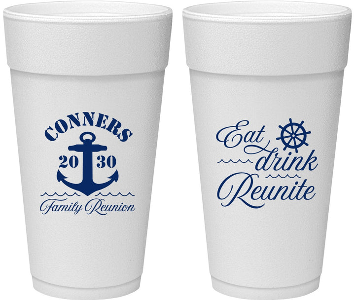 Personalized Family Reunion 24 oz Foam Cups - Cruise Anchor | 160028