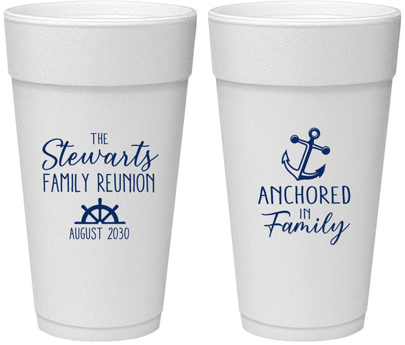 Personalized Family Reunion 24 oz Foam Cups - Cruise Anchor | 160029