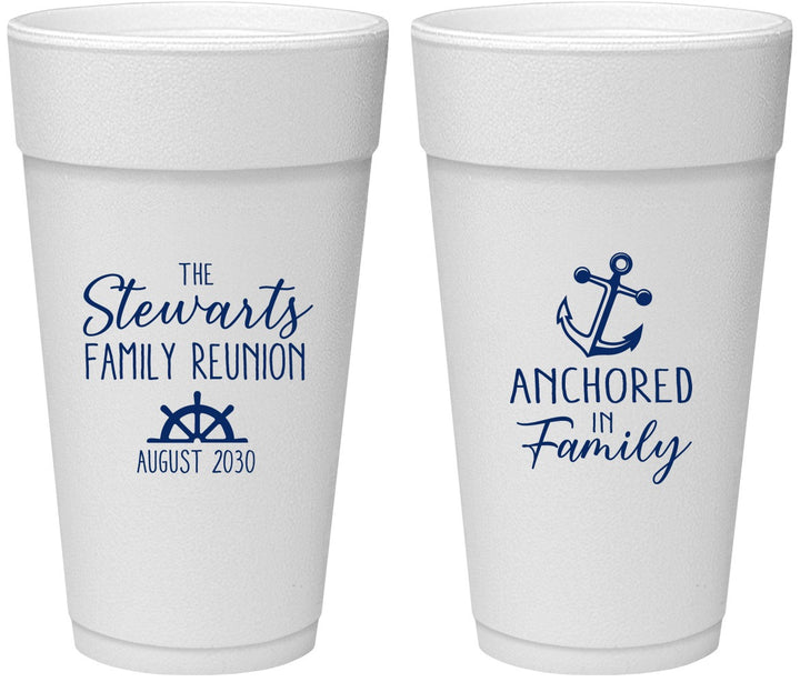 Personalized Family Reunion 24 oz Foam Cups - Cruise Anchor | 160029