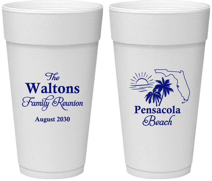 Personalized Family Reunion 24 oz Foam Cups - Florida Beach | 160036