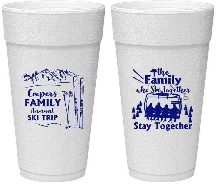 Personalized Family Reunion 24 oz Foam Cups - Ski Trip | 160041